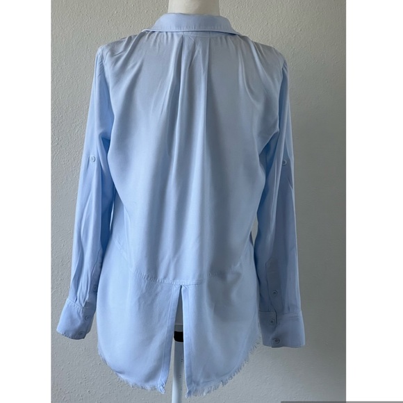 Cloth & Stone blue  Button Down Frayed Hem Shirt Sz S - Picture 3 of 8